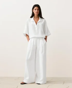 Chemise oversize à manches courtes 100 % lin
