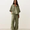 Chemise oversize à manches courtes 100 % lin