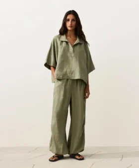 Chemise oversize à manches courtes 100 % lin