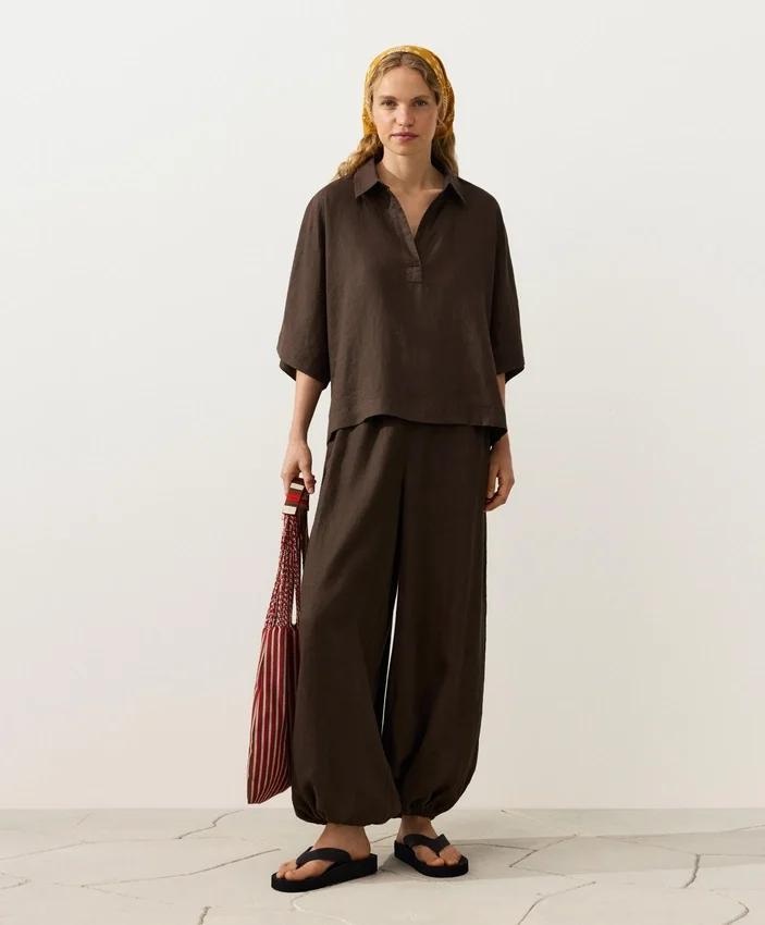 Chemise oversize à manches courtes 100 % lin Chemise oversize à manches courtes 100 % lin