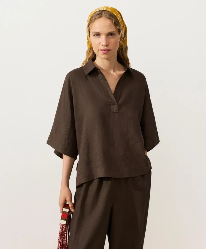 Chemise oversize à manches courtes 100 % lin Chemise oversize à manches courtes 100 % lin