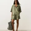 Chemise oversize à manches courtes 100 % lin