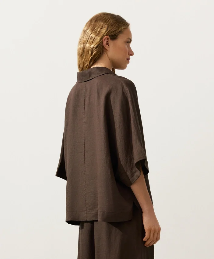 Chemise oversize à manches courtes 100 % lin Chemise oversize à manches courtes 100 % lin
