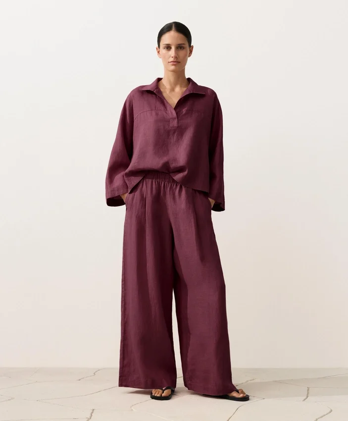 Pantalon à jambes larges 100 % lin Pantalon à jambes larges 100 % lin