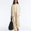 Pantalon bouffant rayé en mélange de modal