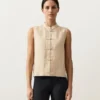 Chemise sans manches 100 % lin à col montant et boutons Chemise sans manches 100 % lin à col montant et boutons