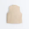 Chemise sans manches 100 % lin à col montant et boutons Chemise sans manches 100 % lin à col montant et boutons
