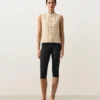 Chemise sans manches 100 % lin à col montant et boutons Chemise sans manches 100 % lin à col montant et boutons