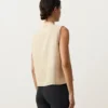 Chemise sans manches 100 % lin à col montant et boutons Chemise sans manches 100 % lin à col montant et boutons