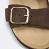 Claquettes à boucle en cuir refendu