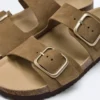 Claquettes à boucle en cuir refendu