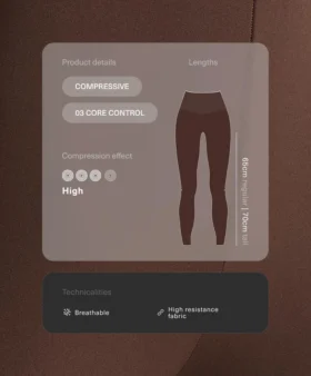 Compressive Core Control Leggings taille haute, gainants et arrivant aux chevilles