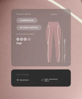 Compressive Leggings taille haute, Core Control, longueur cheville, avec détails contrastés