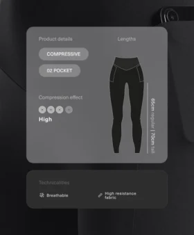 Compressive Leggings taille haute, longueur cheville, avec poche