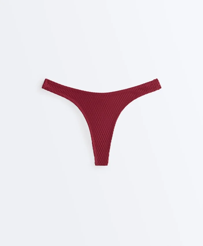 Culotte brésilienne à coupe en U en jacquard à petits carreaux Culotte brésilienne à coupe en U en jacquard à petits carreaux