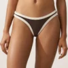 Culotte de bikini à coupe en U et couverture moyenne avec bordure contrastée