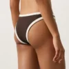 Culotte de bikini à coupe en U et couverture moyenne avec bordure contrastée