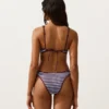 Culotte de bikini à couverture moyenne à découpe en U en tissu rayé texturé