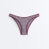 Culotte de bikini à couverture moyenne à découpe en U en tissu rayé texturé
