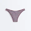 Culotte de bikini à couverture moyenne à découpe en U en tissu rayé texturé