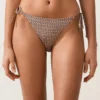 Culottes de bain à couverture moyenne avec imprimé mini et fils métalliques, dotées de liens Culottes de bain à couverture moyenne avec imprimé mini et fils métalliques, dotées de liens
