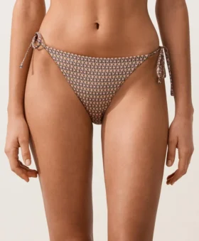 Culottes de bain à couverture moyenne avec imprimé mini et fils métalliques, dotées de liens