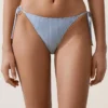 Culottes de bain à couverture moyenne texturées à rayures avec liens Culottes de bain à couverture moyenne texturées à rayures avec liens
