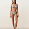 Culottes de bain à couverture moyenne texturées à rayures avec liens Culottes de bain à couverture moyenne texturées à rayures avec liens