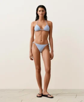 Culottes de bain à couverture moyenne texturées à rayures avec liens