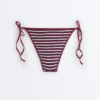 Culottes de bain à couverture moyenne texturées à rayures avec liens Culottes de bain à couverture moyenne texturées à rayures avec liens