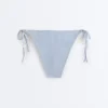 Culottes de bain à couverture moyenne texturées à rayures avec liens Culottes de bain à couverture moyenne texturées à rayures avec liens