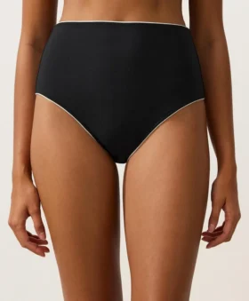 Culottes de bain taille haute avec passepoil