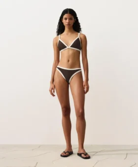 Haut de bikini triangle à bordures contrastées