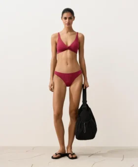 Haut de bikini dos nu en jacquard géométrique