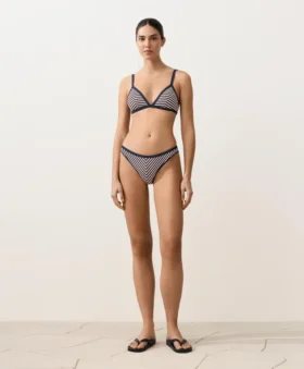 Haut de bikini triangle à rayures texturées