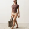 Culottes de bikini à coupe en U et en tissu froissé, couvrance moyenne Culottes de bikini à coupe en U et en tissu froissé, couvrance moyenne