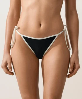 Culottes de bikini à couverture moyenne avec bordures contrastées et liens