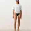Culottes de bikini à couverture moyenne avec bordures contrastées et liens