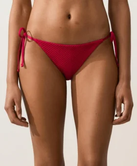 Culottes de bikini à couverture moyenne en tissu gaufré avec liens
