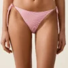 Culottes de bikini à couverture moyenne à rayures avec liens Culottes de bikini à couverture moyenne à rayures avec liens