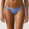 Culottes de bikini à nouer à couverture moyenne, imprimées à carreaux Culottes de bikini à nouer à couverture moyenne, imprimées à carreaux