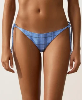 Culottes de bikini à nouer à couverture moyenne, imprimées à carreaux
