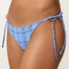 Culottes de bikini à nouer à couverture moyenne, imprimées à carreaux Culottes de bikini à nouer à couverture moyenne, imprimées à carreaux