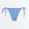 Culottes de bikini à nouer à couverture moyenne, imprimées à carreaux Culottes de bikini à nouer à couverture moyenne, imprimées à carreaux