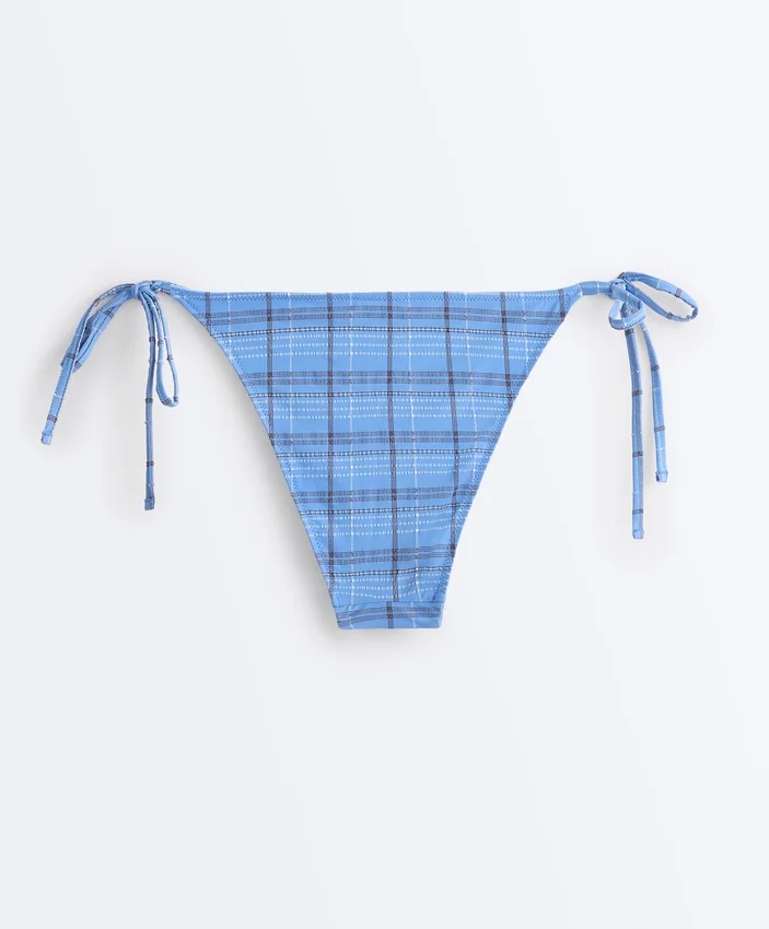 Culottes de bikini à nouer à couverture moyenne, imprimées à carreaux Culottes de bikini à nouer à couverture moyenne, imprimées à carreaux