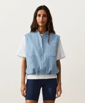 Gilet rayé en coton mélangé
