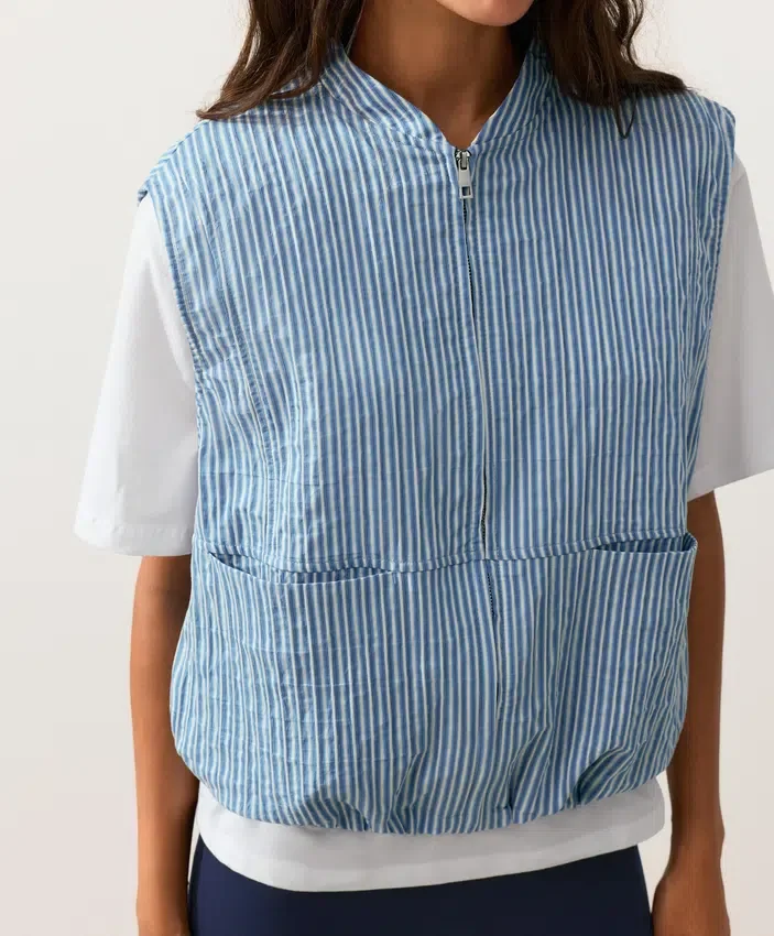 Gilet rayé en coton mélangé Gilet rayé en coton mélangé