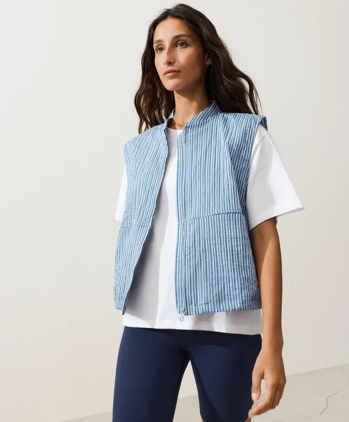 Gilet rayé en coton mélangé Gilet rayé en coton mélangé
