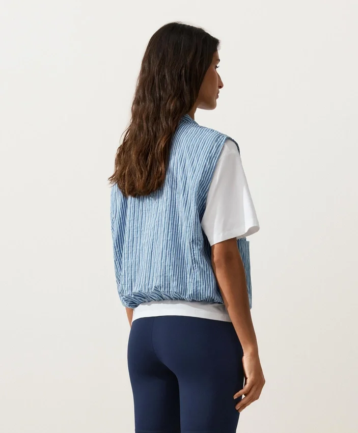Gilet rayé en coton mélangé Gilet rayé en coton mélangé