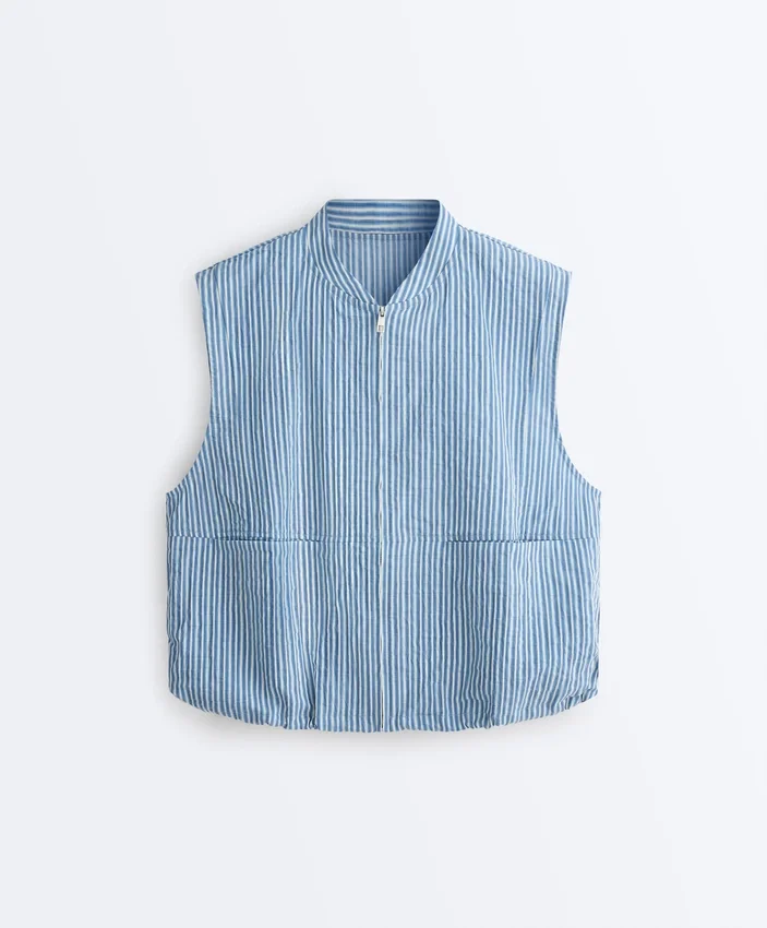 Gilet rayé en coton mélangé Gilet rayé en coton mélangé